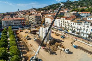 vue areienne suivi de chantier par drone sete herault occitanie